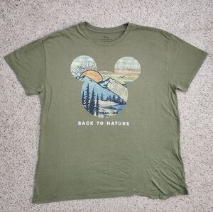 Disney Mickey 'Back to Nature' Olive Green Graphic Tee